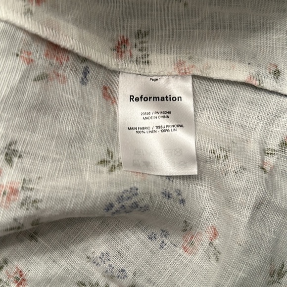 Reformation Sanford Linen Dress Size 4 White Floral - Picture 9 of 10